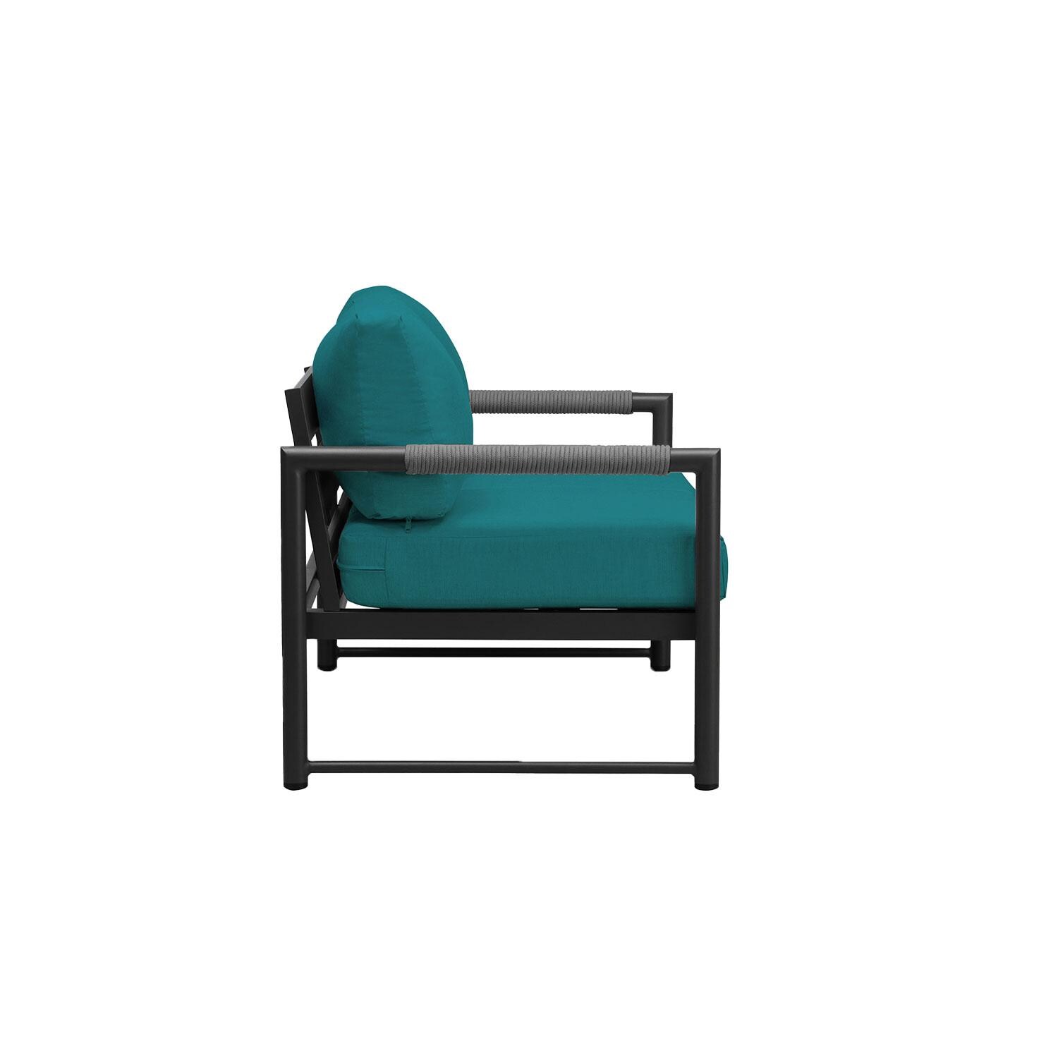 Lakeview AVEBAY-BK-CO-LS-PC Avenue Bay Black/Carbon Loveseat - Spectrum Peacock - Side View - White Background thumbnail