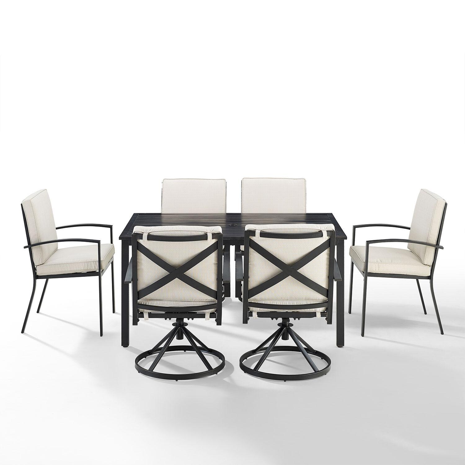 Ultimate Patio UP-82257BZ-OL 7Pc Outdoor Dining Set in Oatmeal - Front View - White Background thumbnail