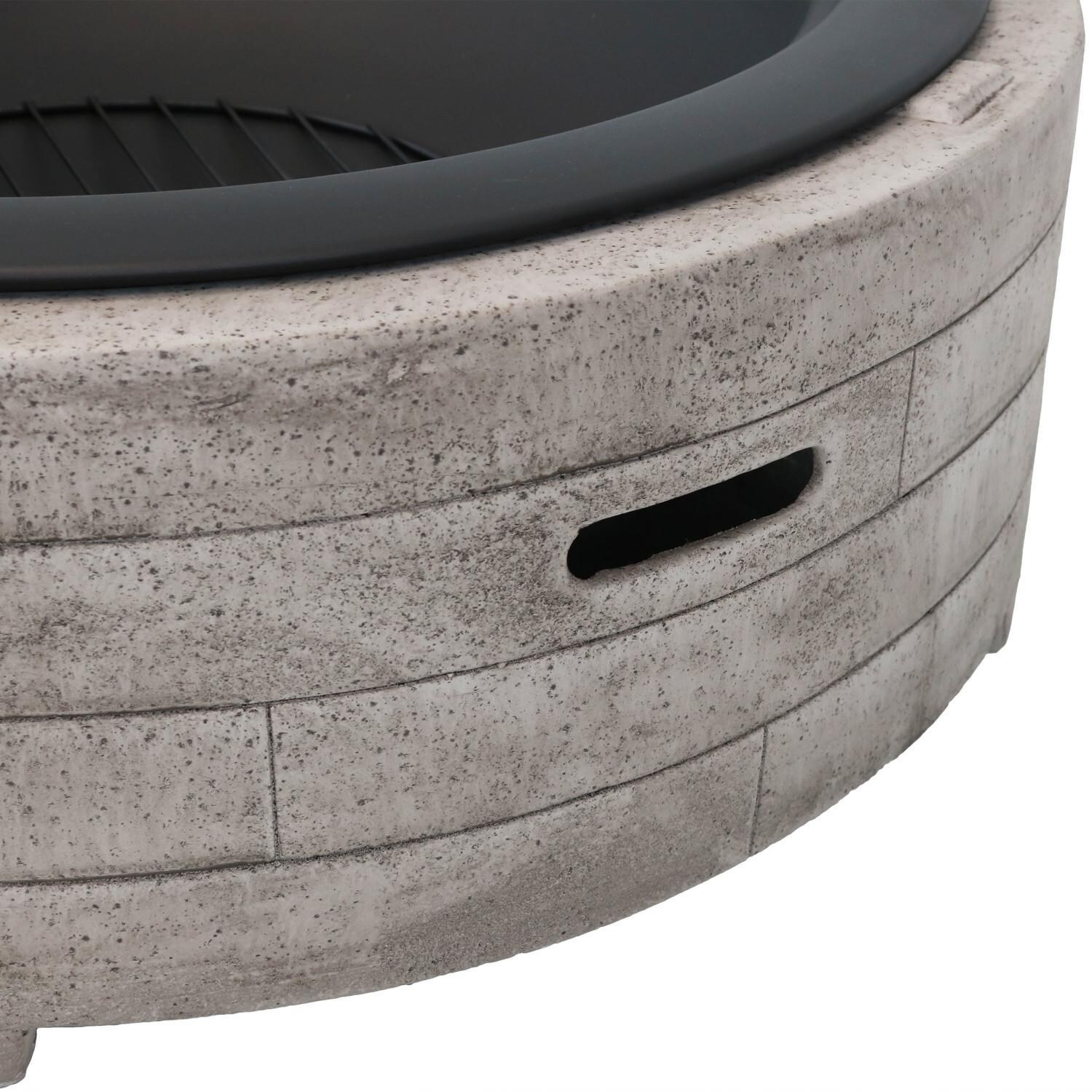 Ultimate Patio 36-Inch Concrete Faux Stone Wood Burning Fire Pit - Close-Up thumbnail