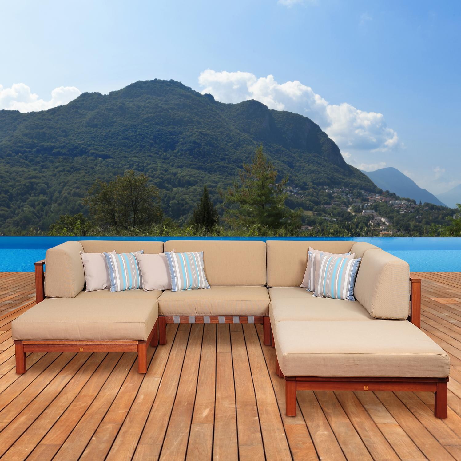 Amazonia Derbyshire 4-Person Eucalyptus Patio Sectional Set By Jamie Durie