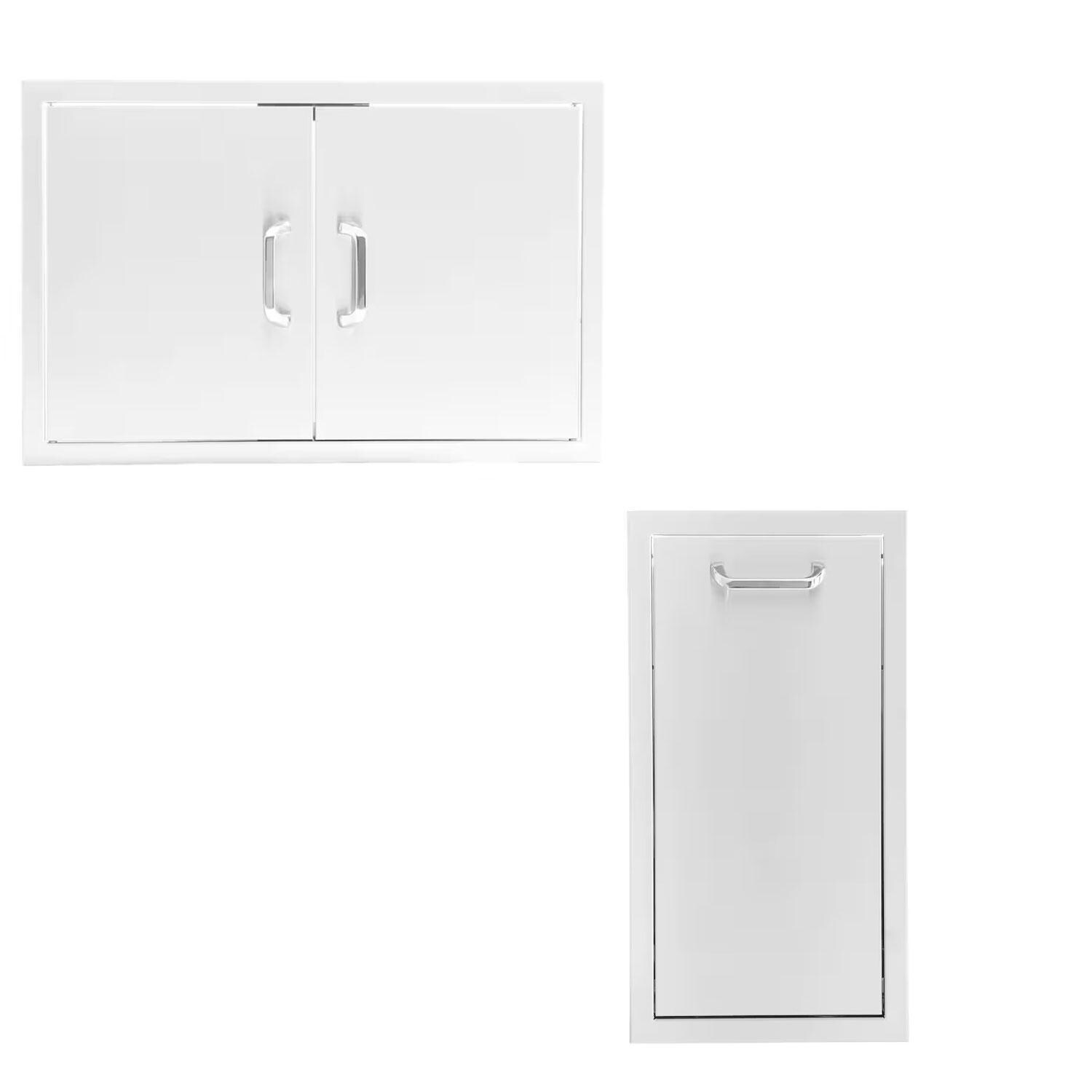 BBQGuys Signature 32 Inch Double Access Door and Trash Bundle - Display - White Background thumbnail