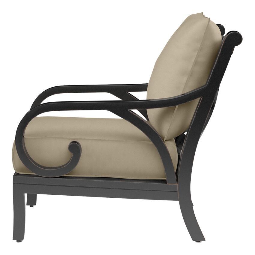 Monterey Club Chair in Copper/Linen Stone w/ Selt Welt by Sunset West - Side View - White Background thumbnail