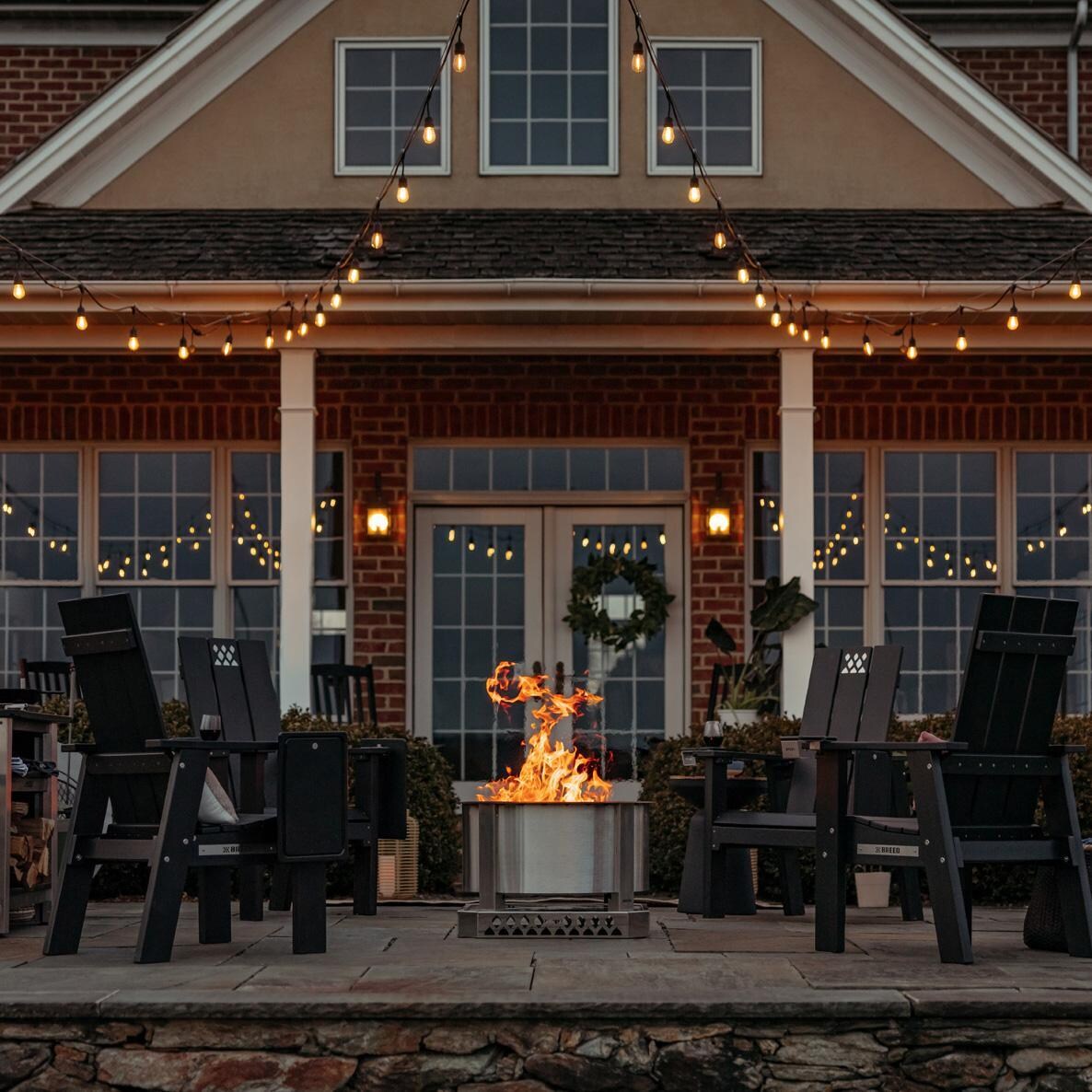 Breeo BR-X-BKPYCR X Series Wood Chair in Black - On the Patio - Lifestyle thumbnail