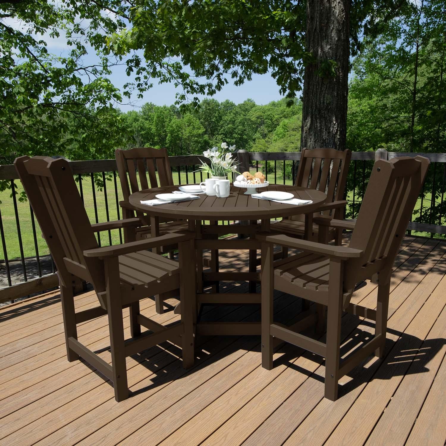 Lakeview Outdoor Designs Hart Lane 5 Pc Recycled Plastic Counter Height Dining Set in Weathered Acorn by - LV-CNL48-ACE