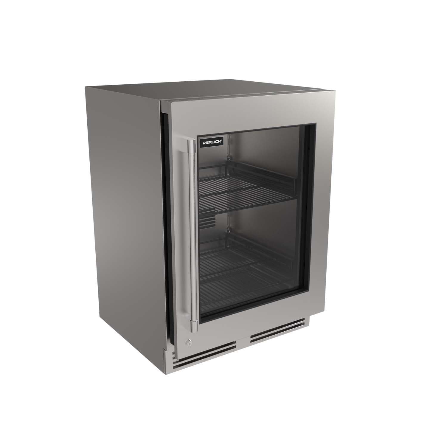 Perlick G5 Core 24-in 5 Cu. Ft. Stainless Steel Glass Door Refrigerator w/ Door Lock -Right Hinge