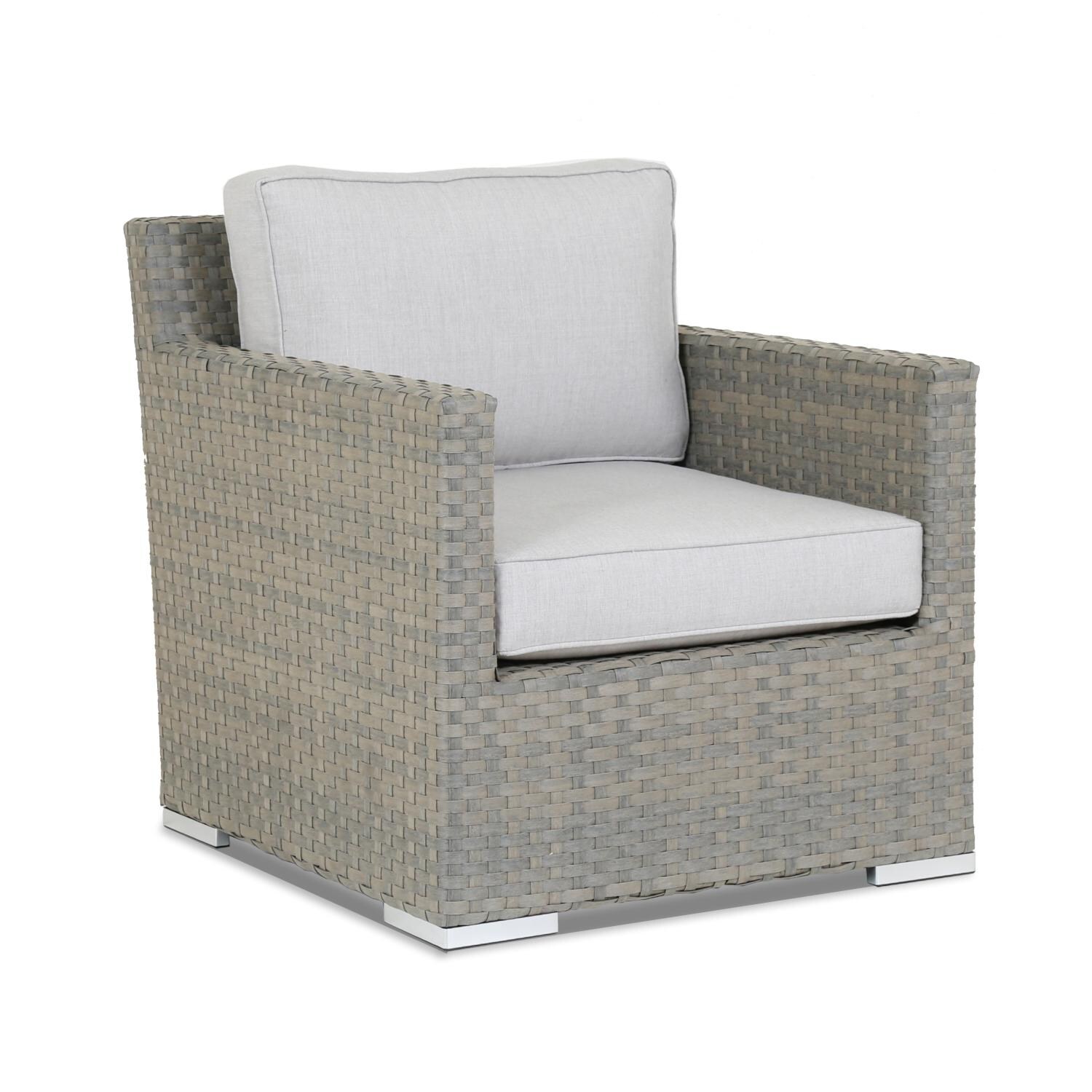 Majorca Wicker Patio Club Chair W/ Sunbrella Cast Silver Cushions By Sunset West image