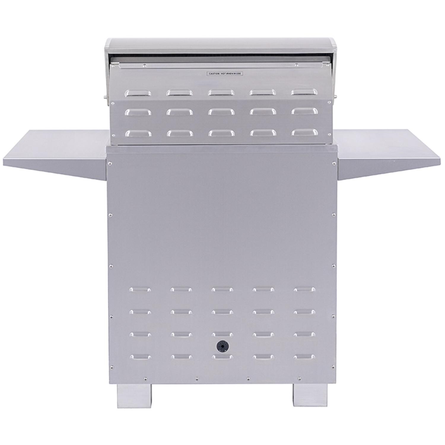 PGS E27T Commercial T-Series 30 Inch Electric Grill On Pedestal w/ Timer - Lid Closed Back - White Background thumbnail