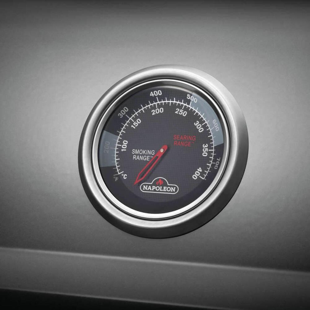 Napoleon F365DSBPGT-ECP Freestyle 365 3 Burner Propane Gas Grill w/ Range Side Burner - Graphite Grey - Temperature Gauge - Detail thumbnail