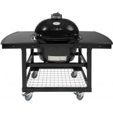 Primo Oval Large Ceramic Kamado Grill On Steel Cart With 2-Piece Island Side Shelves image