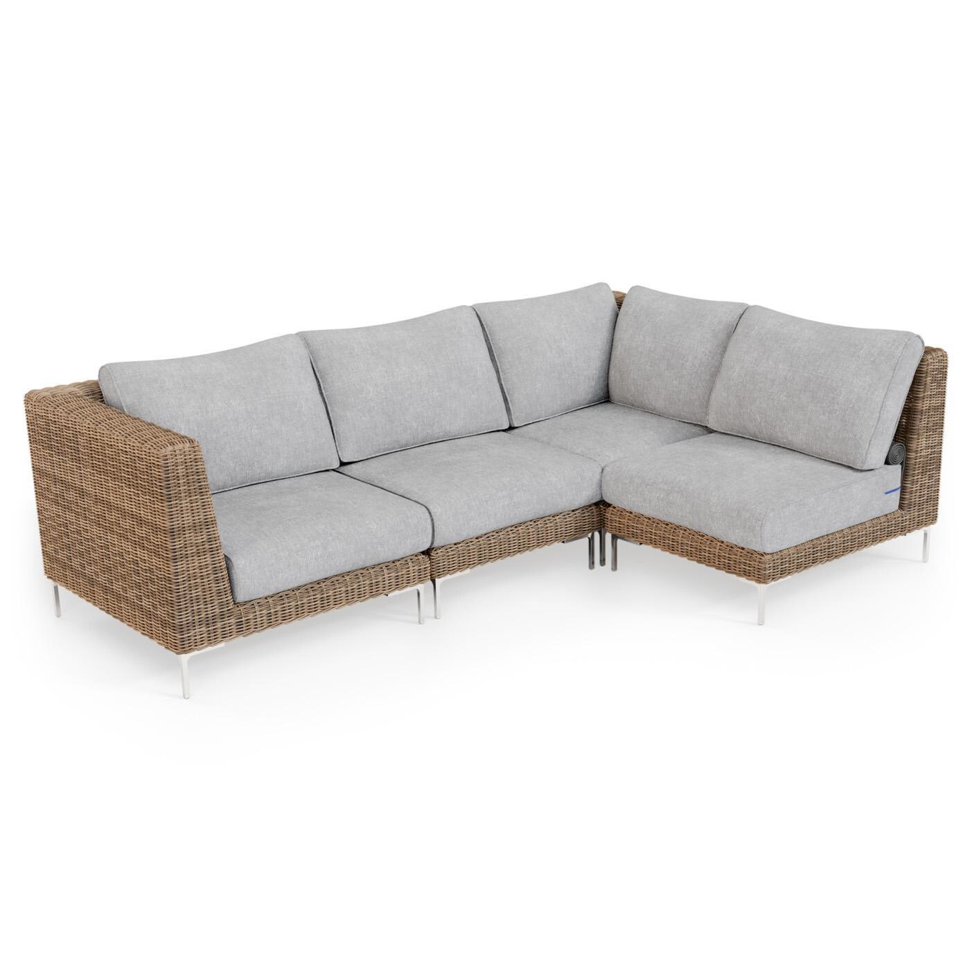 Outer PS-OUT-00102 Brown Wicker Outdoor L Sectional - 4 Seat - Angled Left thumbnail