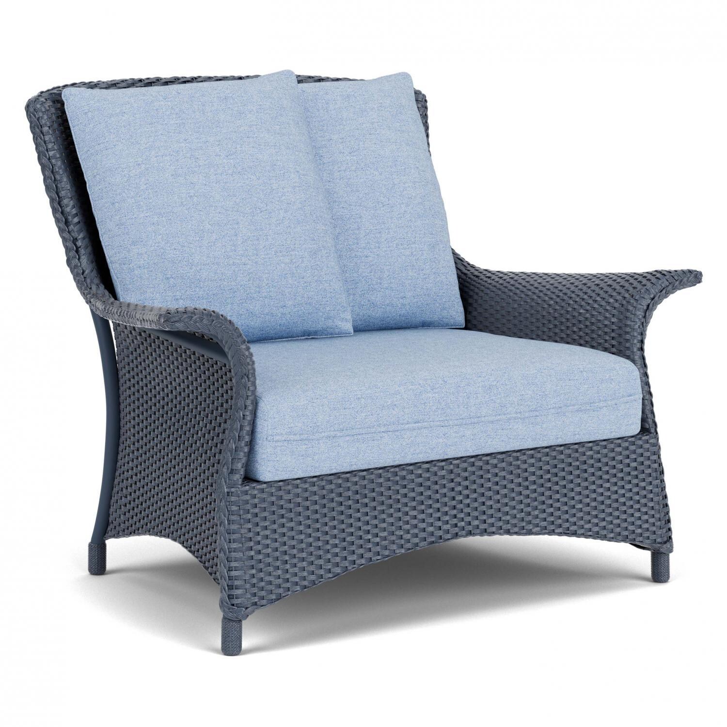 Lloyd Flanders Mandalay Chair and a Half in Denim Blue Finish with Demo Skyway Fabric - Angled thumbnail