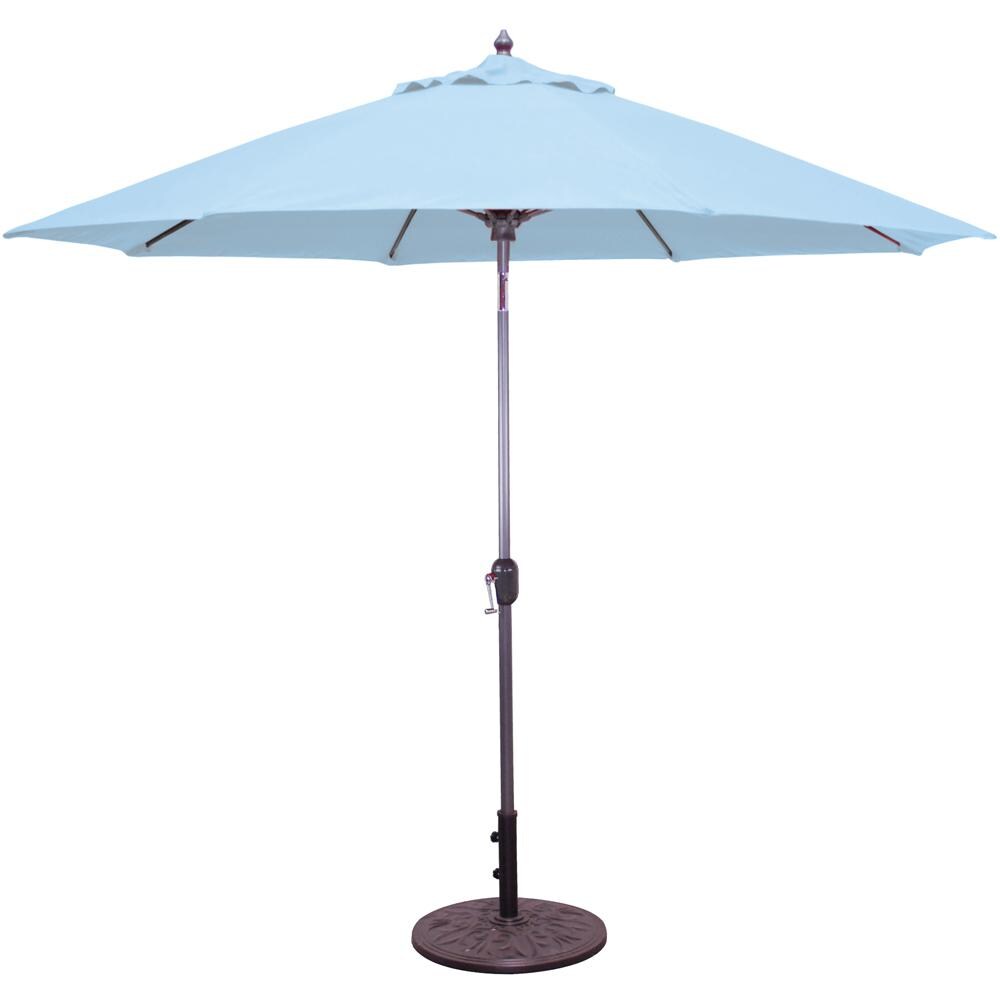 Galtech 9 Ft. Octagonal Bar Height Aluminum Patio Umbrella W/ Crank Lift & Auto Tilt - Charcoal Frame W/ Air Blue Sunbrella Fabric (Umbrella Base Not Included) thumbnail