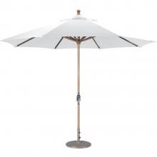 Galtech 11 Ft. Octagonal Teak Patio Market Umbrella W/ Crank Lift - Sunbrella Canvas Natural Canopy