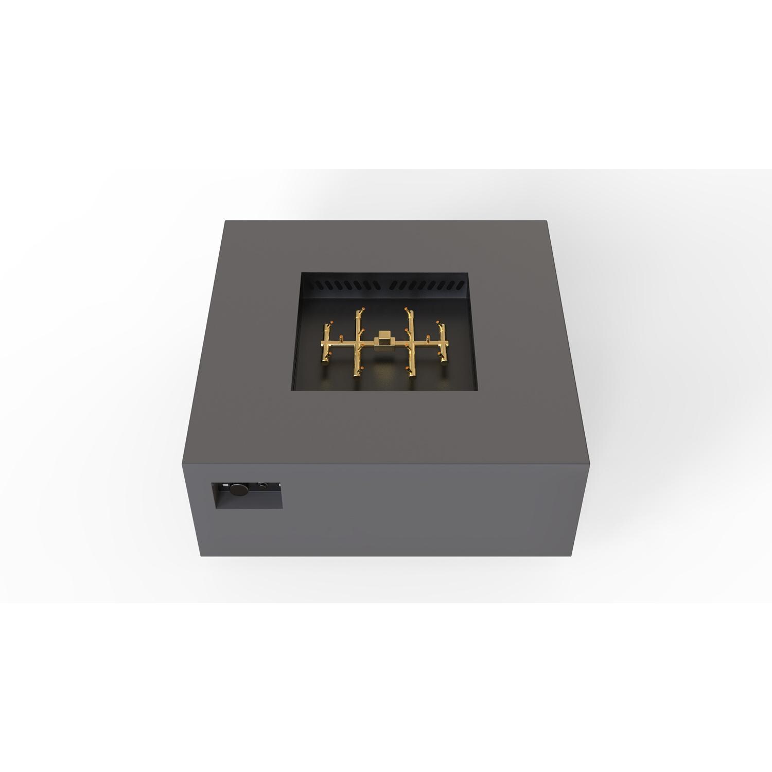 AON 56 Inch Square Powder Coated Steel Natural Gas Fire Pit Table in Charcoal By Warming Trends - Top Angled View - White Background thumbnail