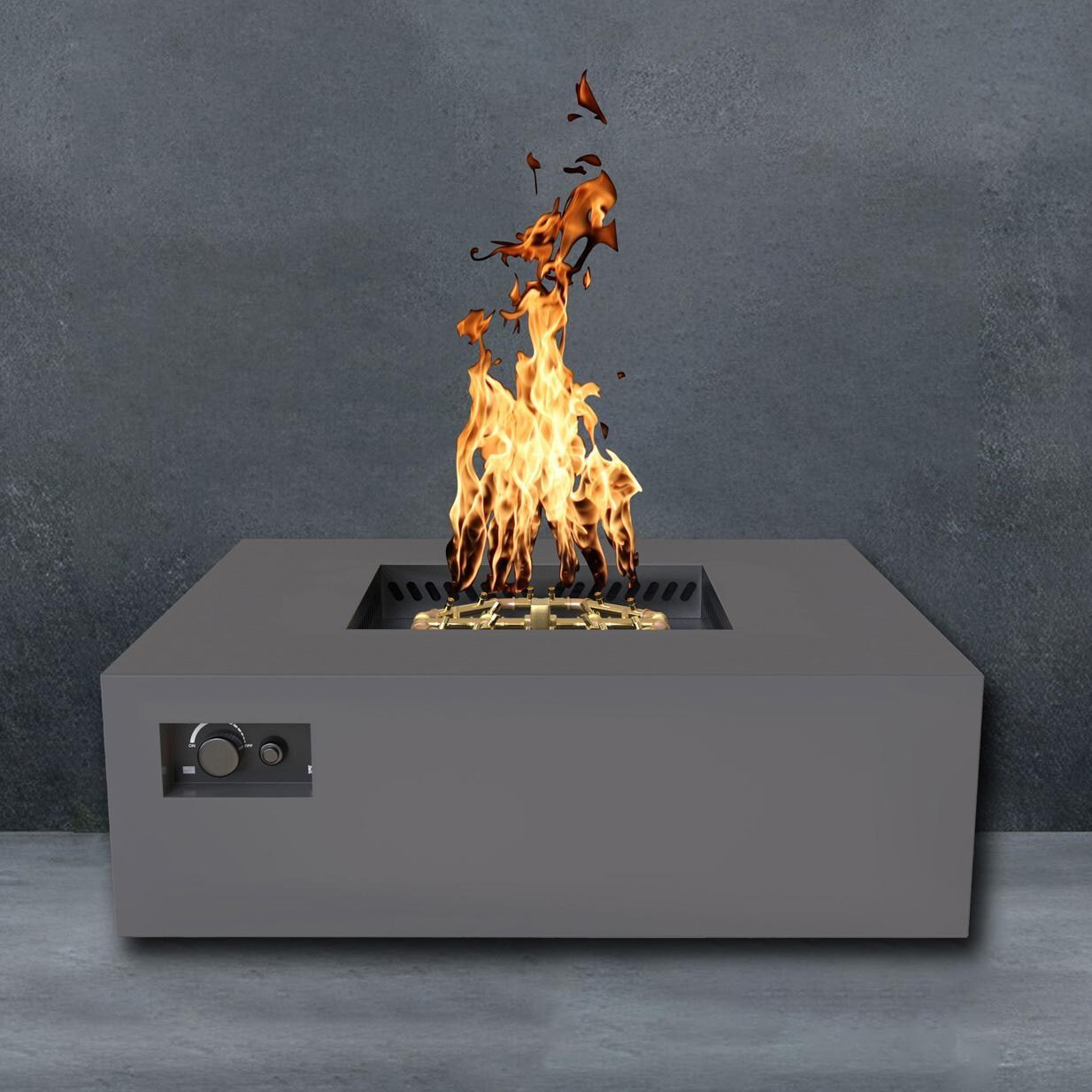 AON 48 Inch Square Powder Coated Steel Natural Gas Fire Pit Table in Charcoal By Warming Trends - Fire - Detail thumbnail