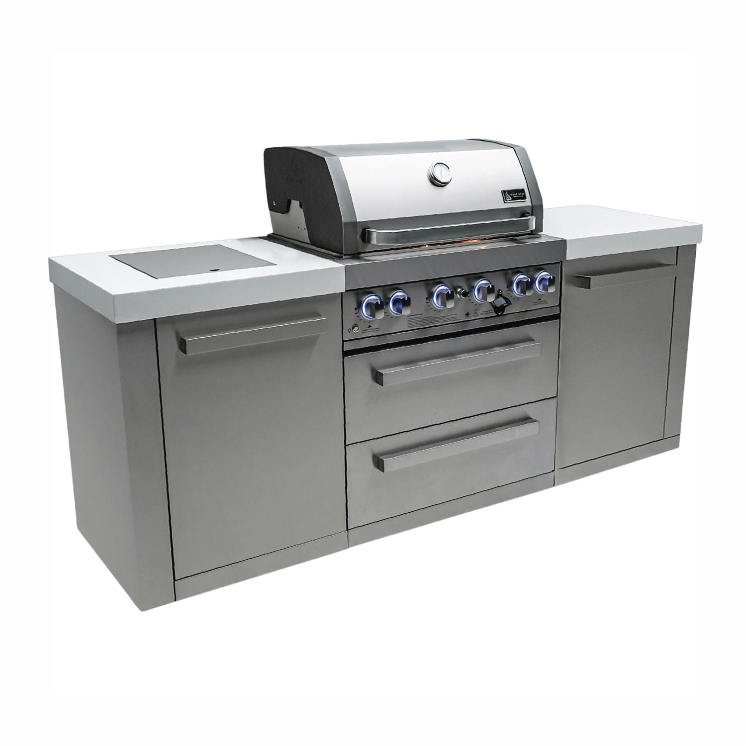 Mont Alpi Original Series 7 Ft Propane Outdoor Kitchen Island w/ Side Burner