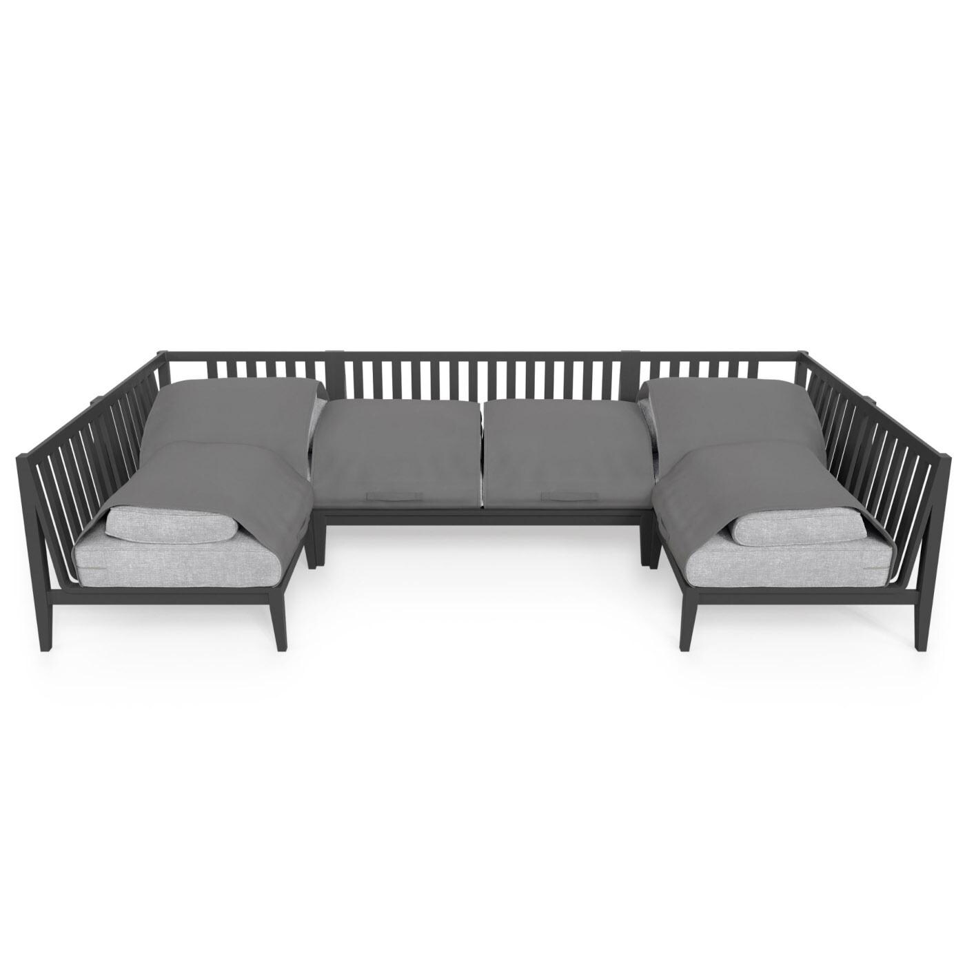 Outer Charcoal Aluminum Outdoor U Sectional - 6 Seat W/ OuterShell Cover - Pacific Fog Gray image