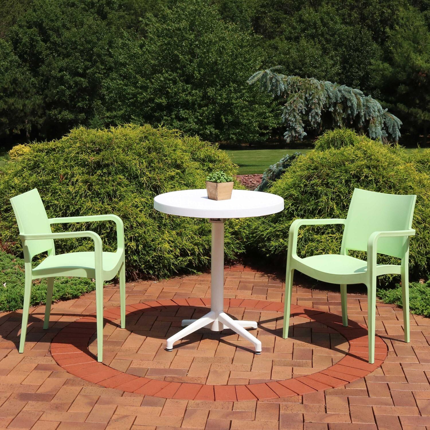 Sunnydaze All-Weather Landon 3-Piece Bistro Set - Spring Green image