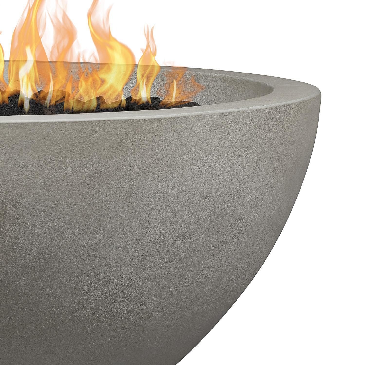 Dustyview 42 Inch Round Glass Fiber Reinforced Concrete Propane Fire Bowl in Shade by BBQGuys Signature - Concrete Material - Close Up - White Background thumbnail
