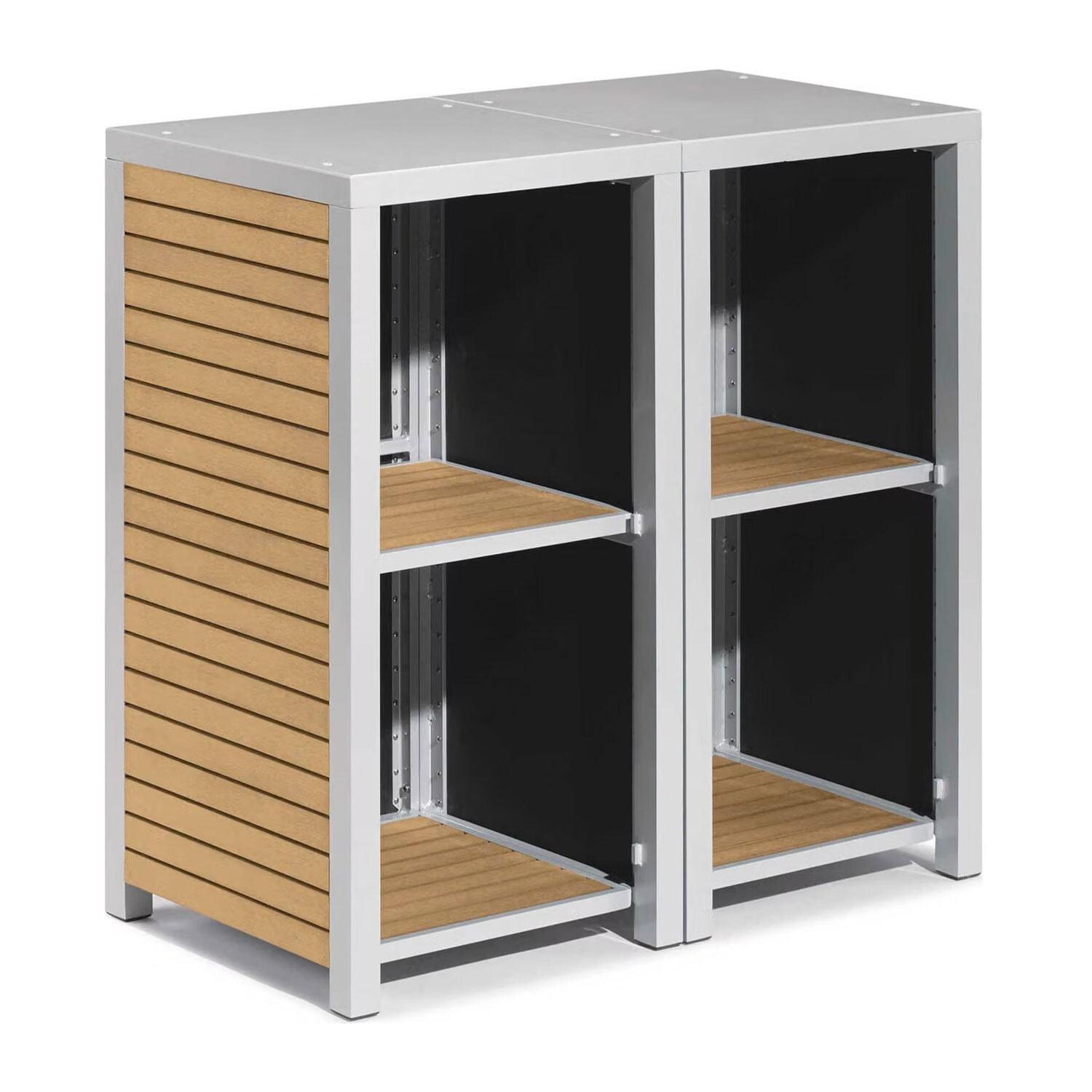 Travira 2 Pc HPL/Powder-Coated Aluminum Storage Set W/ Shelves Only in Natural/Flint by Oxford Garden - White Background thumbnail