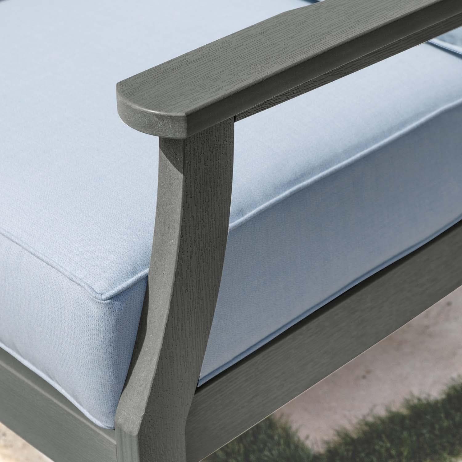Blushing Bay Recycled Plastic Club Chair in Bliss Dew/Coastal Teak by Lakeview Outdoor Designs - Frame - Detail thumbnail