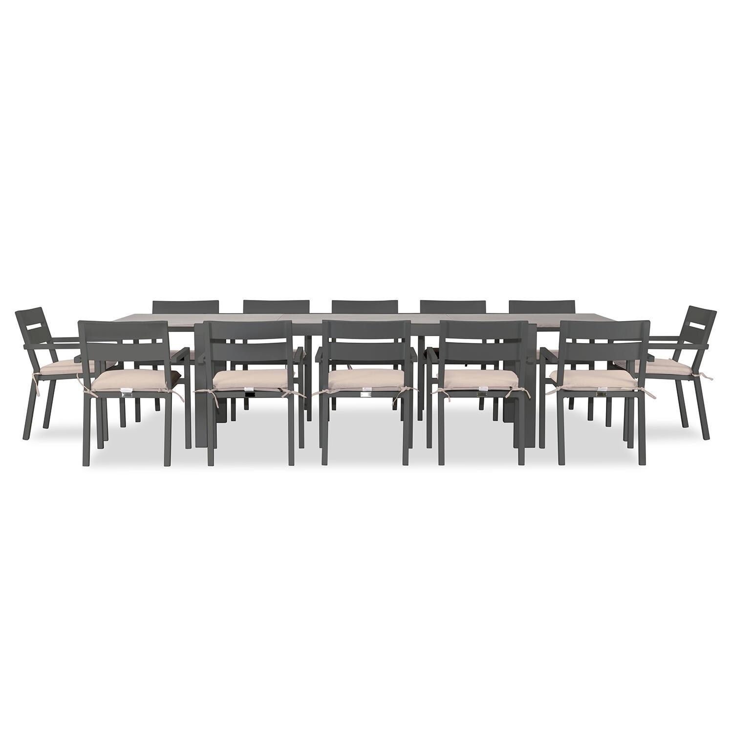 Calm Bay 13 Pc Extendable Dining Set in Slate/Canvas Flax by Lakeview - White Background 3 thumbnail