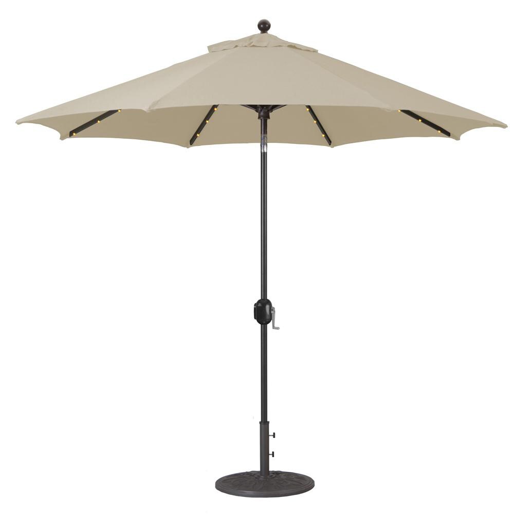 Galtech 9 Ft. Octagonal Aluminum Patio Umbrella W/ Crank Lift & Auto Tilt - Antique Bronze Frame W/ Antique Beige Sunbrella Fabric (Shown In Black Finish, Umbrella Base Not Included) thumbnail