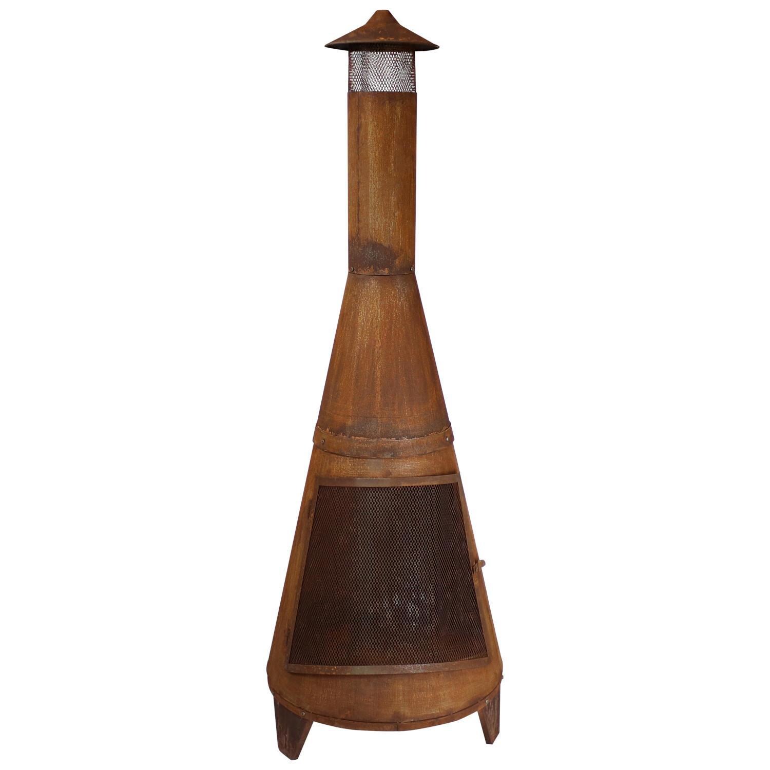 Ultimate Patio 70-Inch Rustic Steel Wood Burning Chiminea - Front View thumbnail