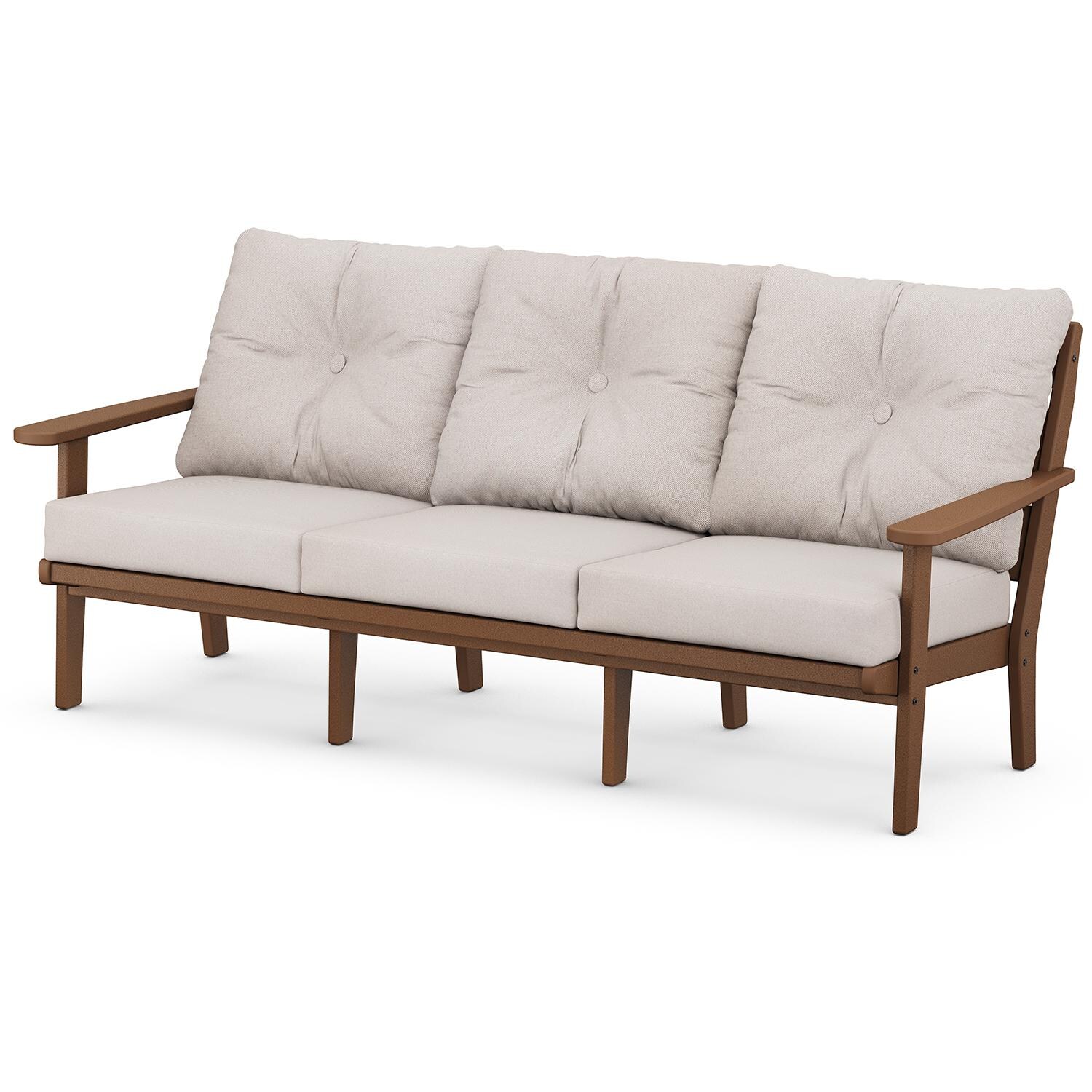 POLYWOOD 4413-TE145999 Lakeside Deep Seating Sofa - Teak / Dune Burlap thumbnail