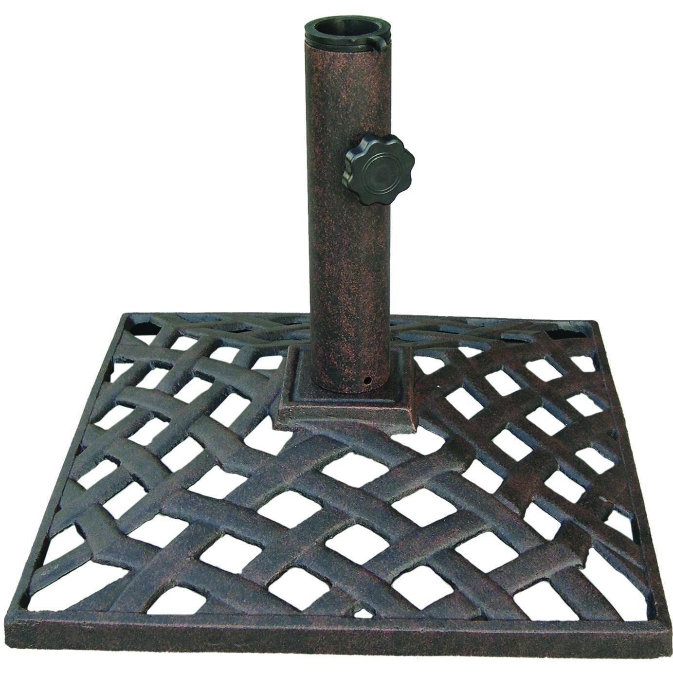 Darlee Nassau 7 Pc Bar Set w/ 42 Inch Round Series 30 Table & Paprika Umbrella - Umbrella Base - White Background thumbnail