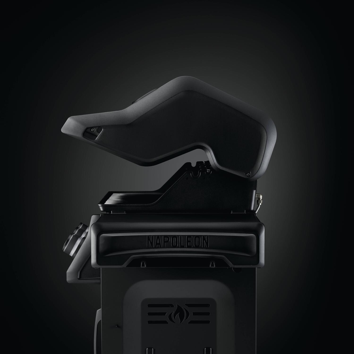 Napoleon RSE425RSIBPK-1-PHM Phantom Rogue SE 425 Propane Grill w/ Infrared Rear Burner & Infrared Side Burner - Side View of Open Lid thumbnail