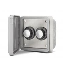 Infratech 120V Double Input Regulator Stainless Steel Flush Mount Plate With Deep Gang Box And Waterproof Cover - 14-4115 image