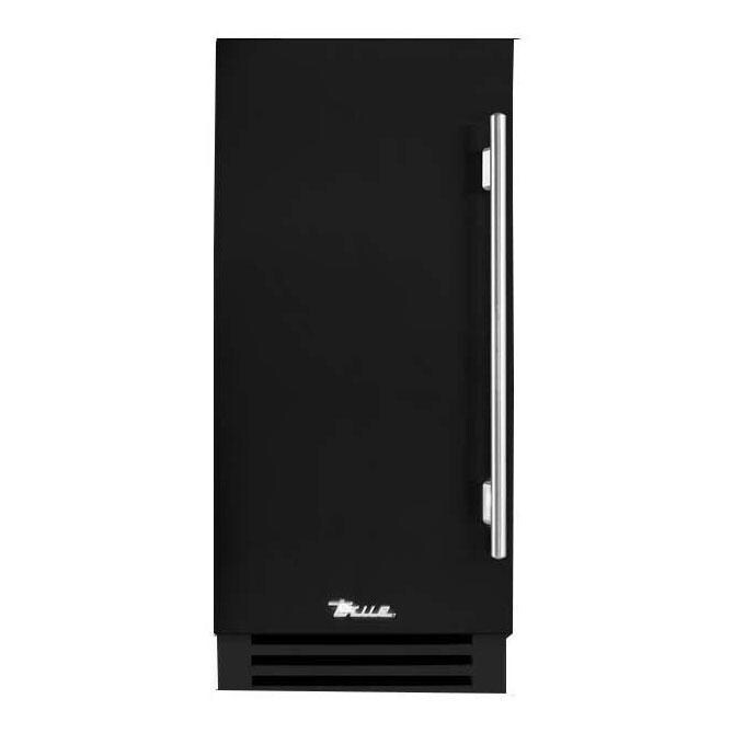 True TUIADA-15-LS-A~027-H04 ADA Height 15-Inch 75 Lb. Left Hinge Outdoor Ice Maker - Matte Black w/ Stainless Steel Handle - Display - White Background thumbnail