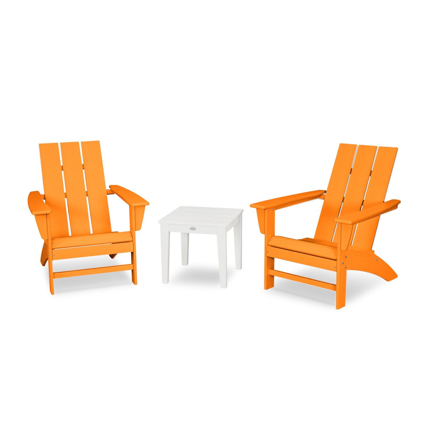 POLYWOOD Modern Tangerine / White 3-Piece Adirondack Set thumbnail