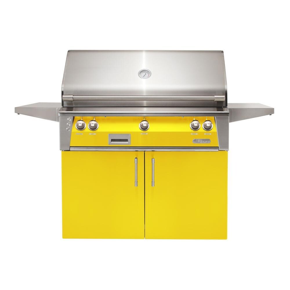 Alfresco ALXE 42-Inch Freestanding Propane Grill With Rotisserie in Traffic Yellow - ALXE-42C-LP-S1023