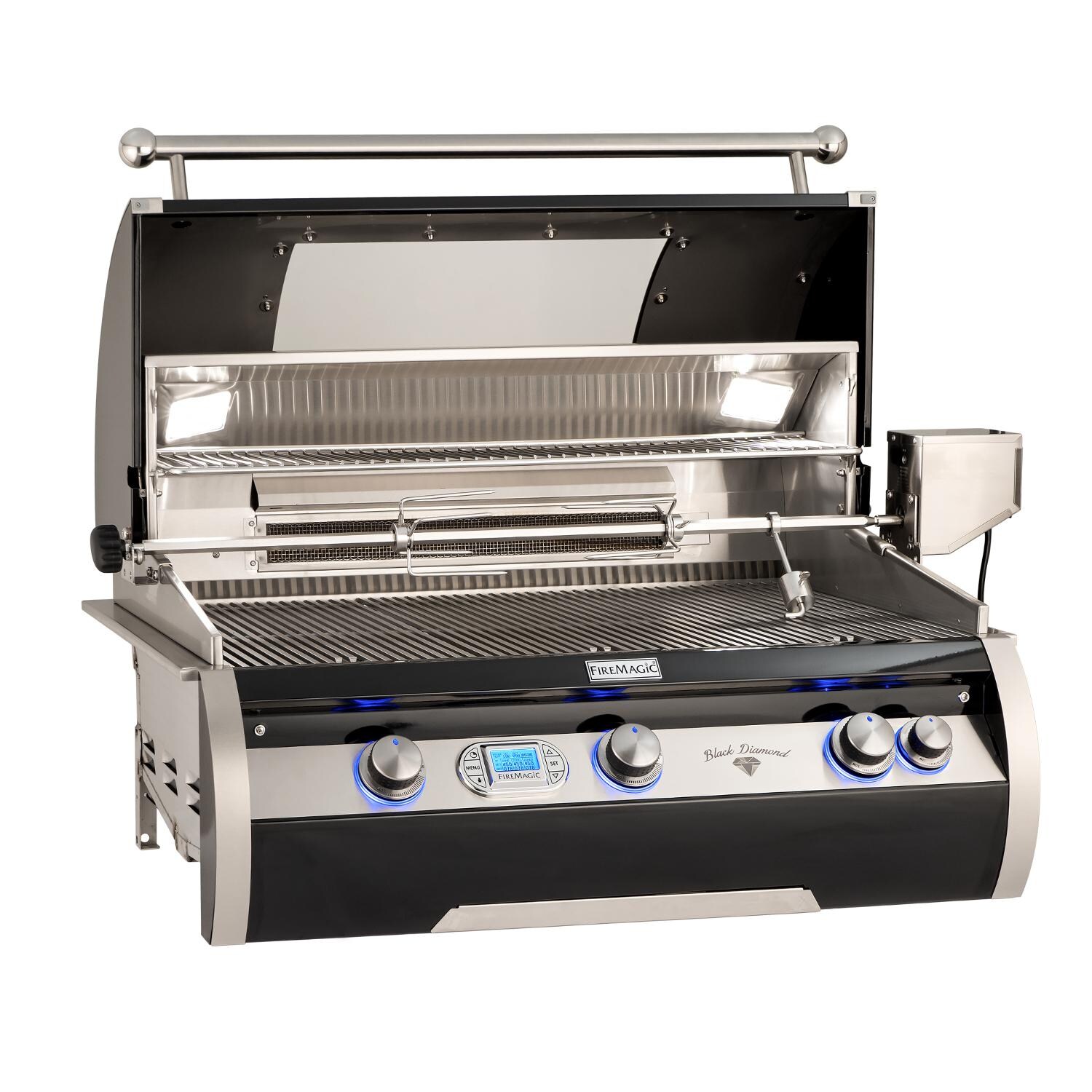 Fire Magic - H790I-8E1N-W - Echelon Black Diamond 36-Inch Built-In Natural Gas Grill W/ Magic View Window & Rotisserie - Open