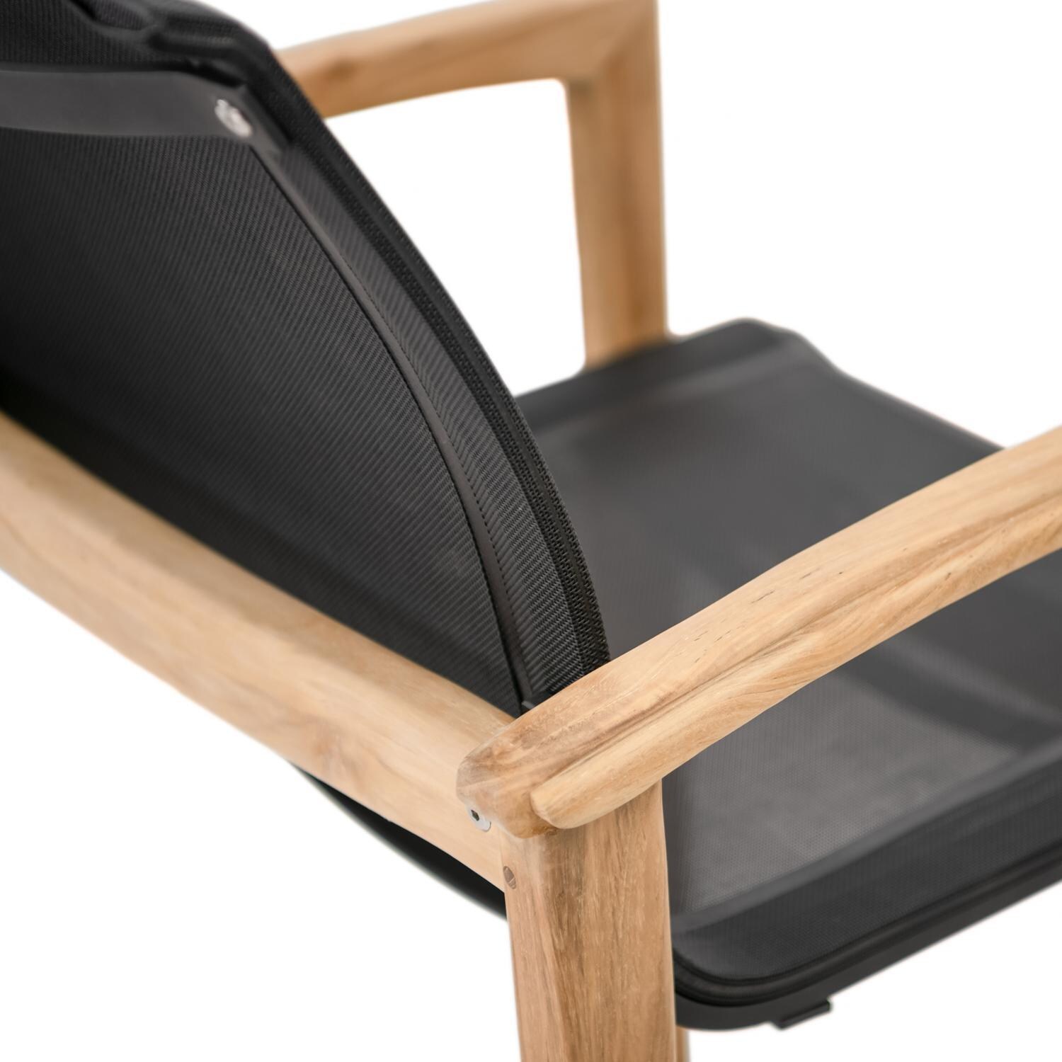Teak + Table Capri Sling Bar Chair in Black - Back Detail - Detail thumbnail