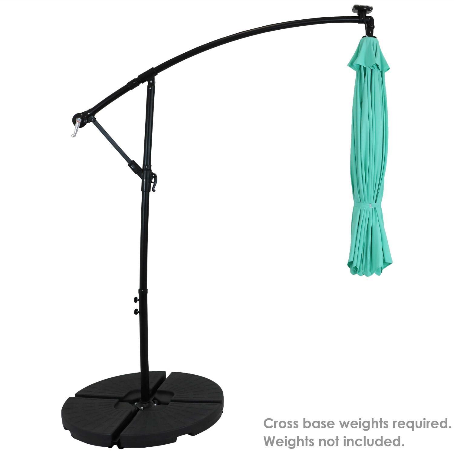 Ultimate Patio 10 Ft. Solar Lighted Patio Cantilever W/ Crank - Seafoam - Weights Needed to Secure Base (Weights Not Included) thumbnail