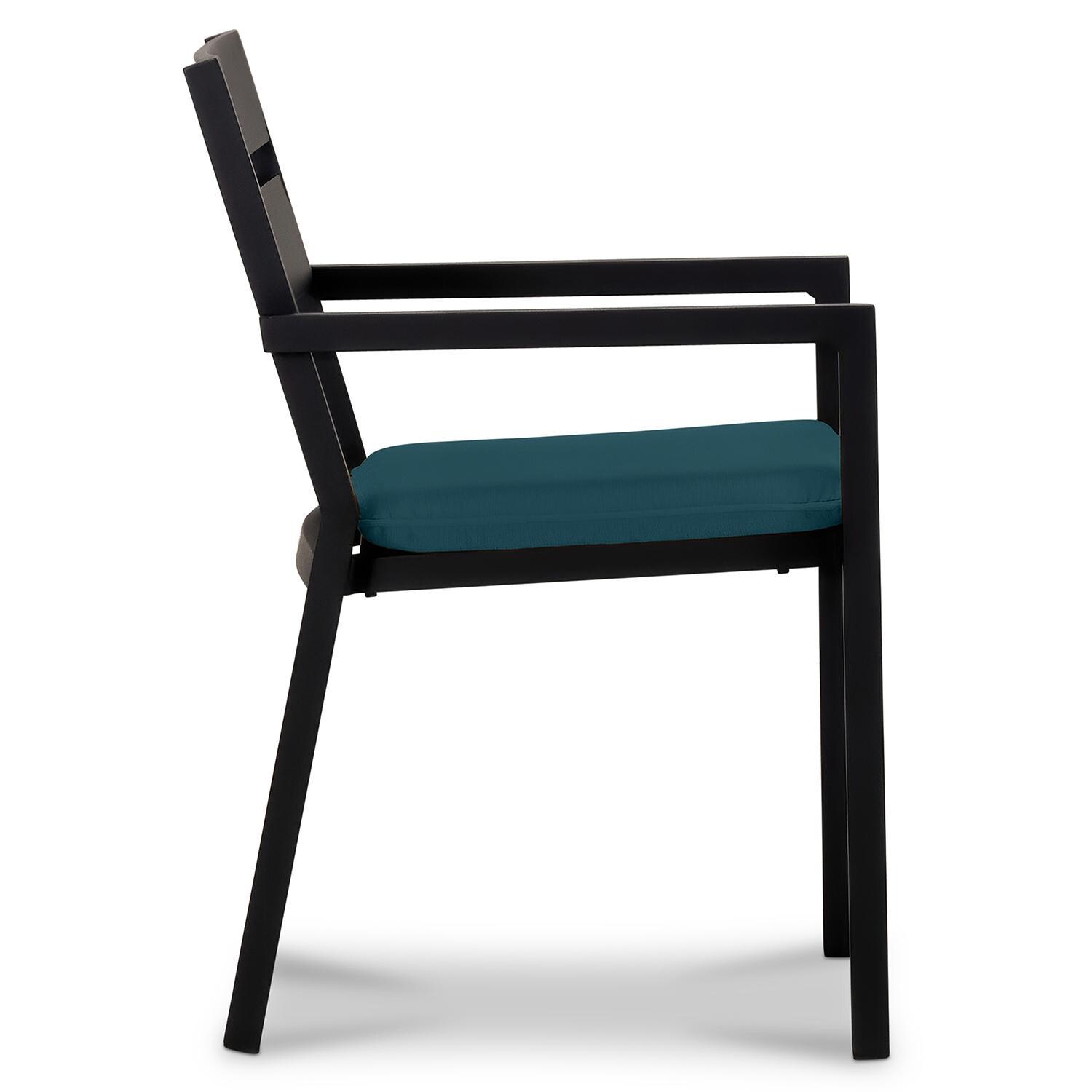 Calm Bay Aluminum Dining Arm Chair in Black/Spectrum Peacock by Lakeview Outdoor Designs - Side - White Background thumbnail