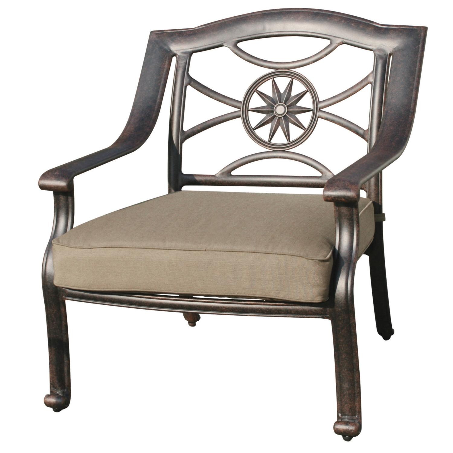 Darlee DL506-6PC-30ABP Ten Star 6 Piece Cast Aluminum Patio Conversation Set W/ Sesame Cushions - Club Chair thumbnail