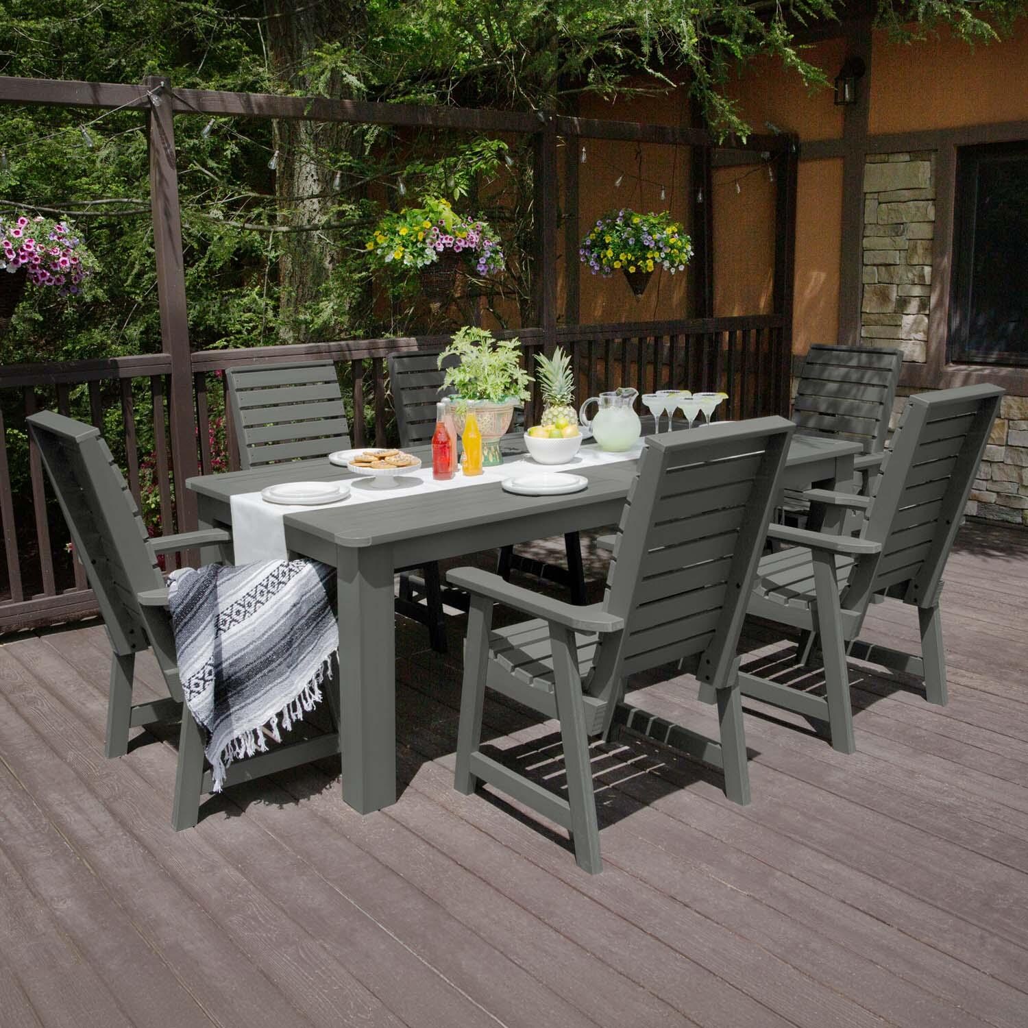 Elm Pointe 7 Pc Recycled Plastic Dining Set In Coastal Teak by Lakeview - Lifestyle thumbnail