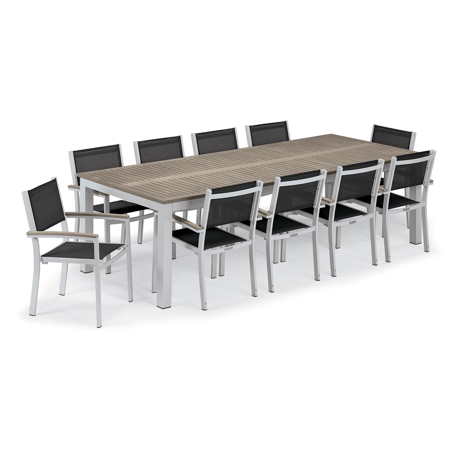 Travira 11 Pc Glass Fiber Reinforced Concrete Dining Set in Black/Vintage/Flint By Oxford Garden - White Background thumbnail