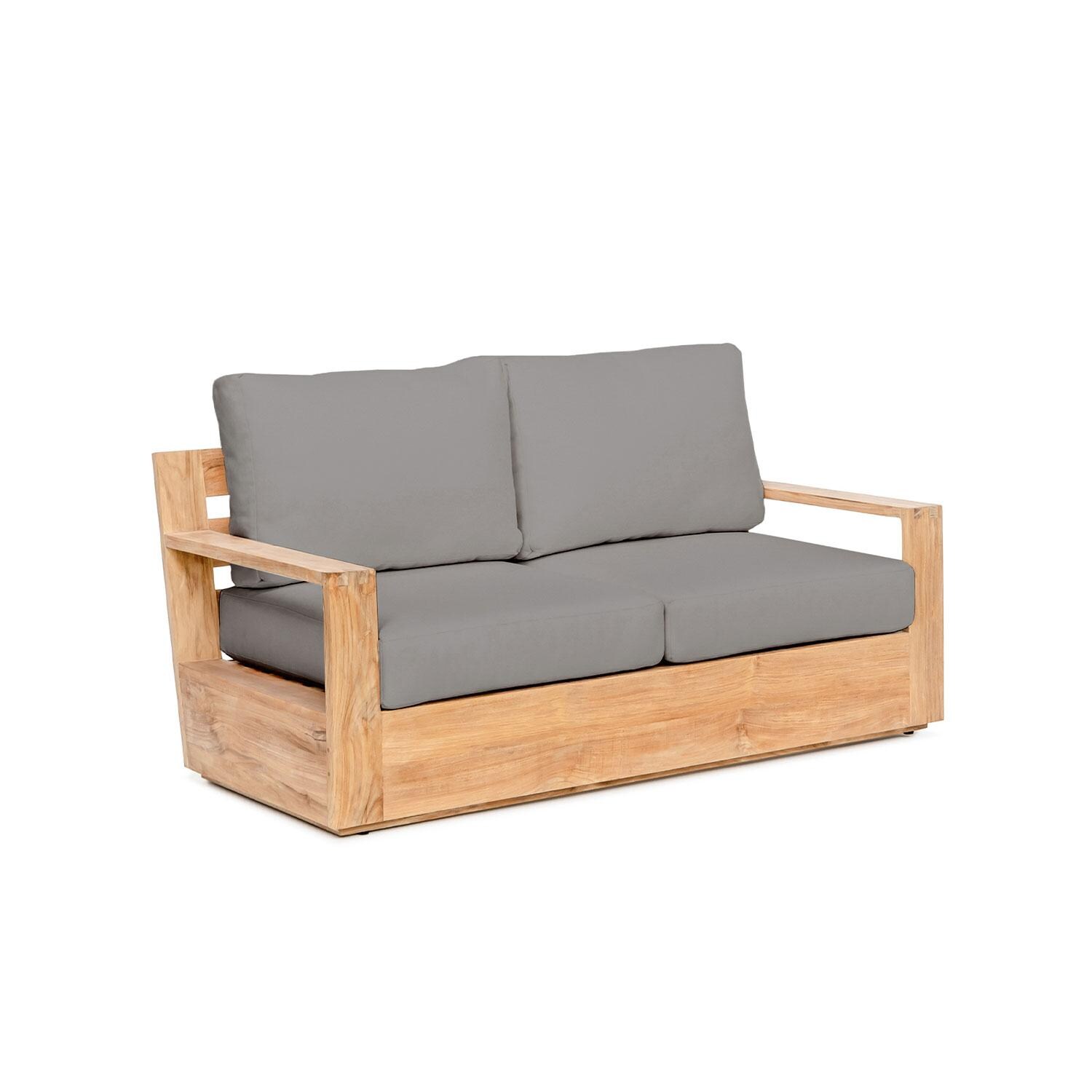 Scape Key 2 Person Teak Loveseat in Charcoal by Lakeview Outdoor Designs - Angled - White Background thumbnail