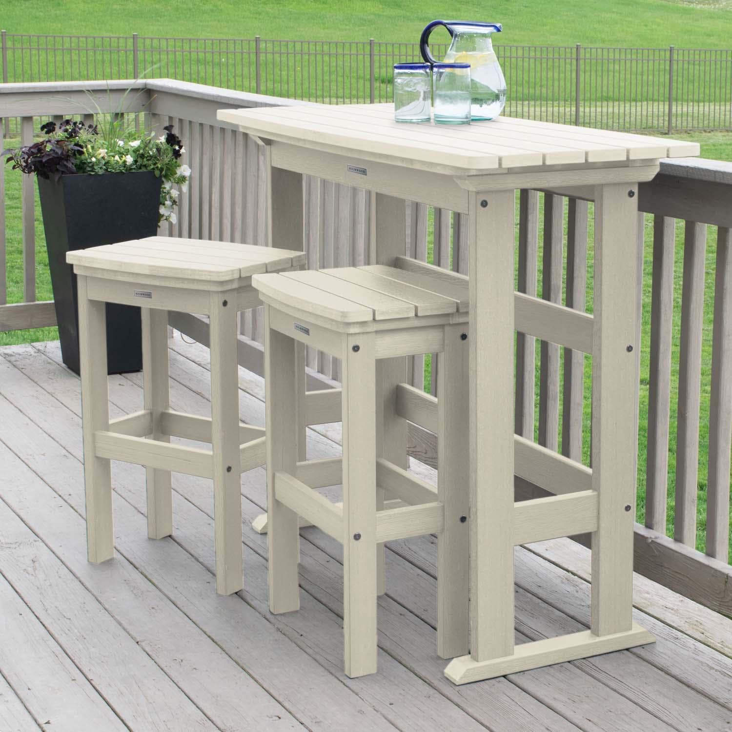 Lakeview Outdoor Designs Hart Lane 3 Pc Recycled Plastic Bar Height Dining Set in Whitewash by - LV-KITBALC2-WAE