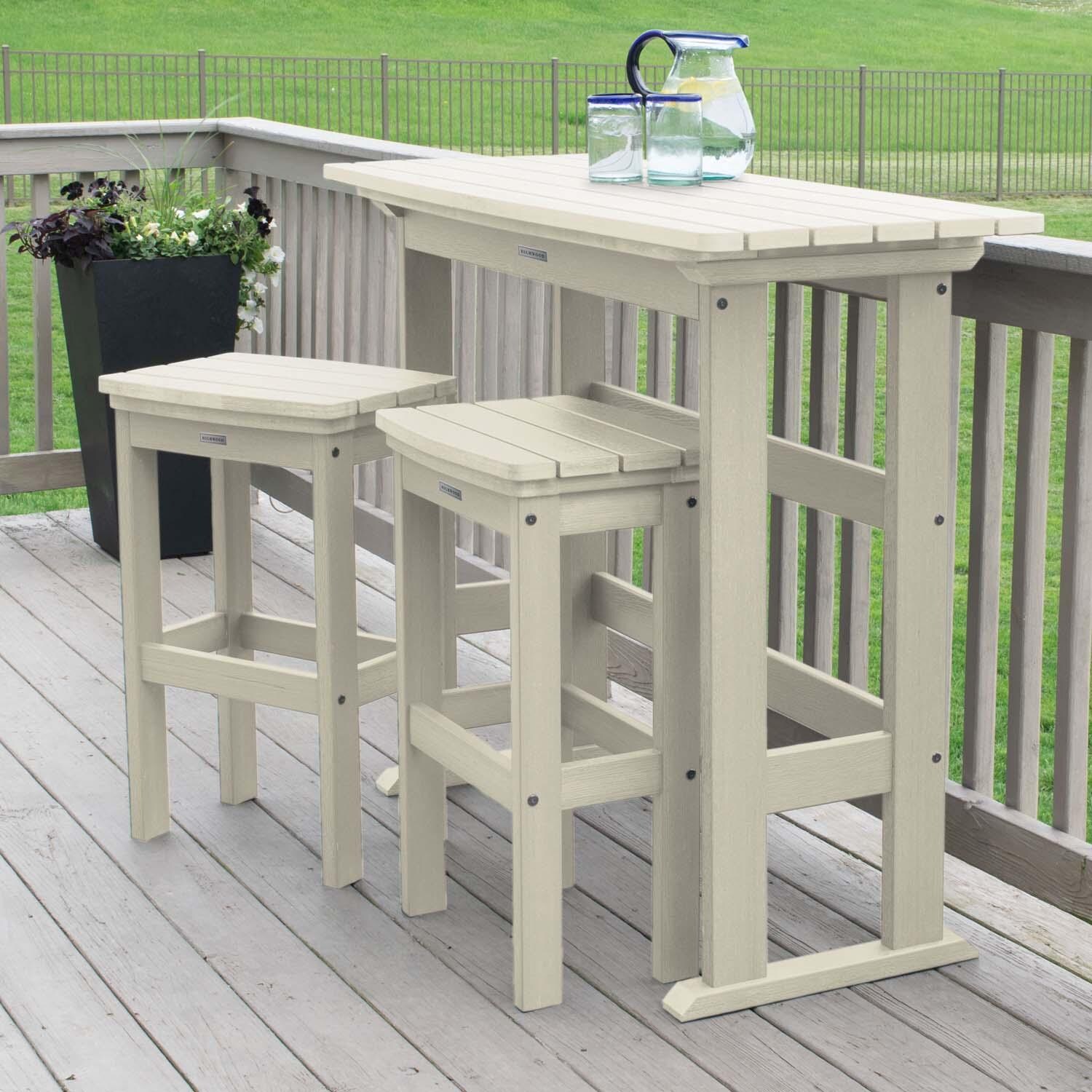 Hart Lane 3 Pc Recycled Plastic Bar Height Dining Set in Whitewash By Lakeview Outdoor Designs - Lifestyle thumbnail