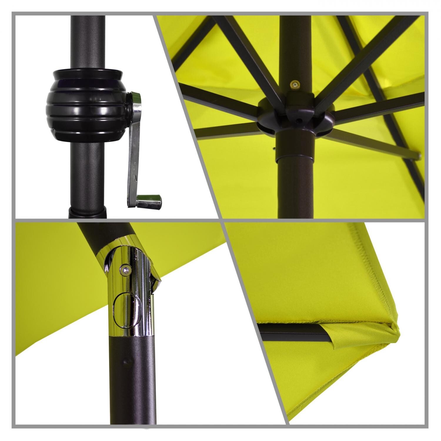 Astella 9 Ft Aluminum Push Tilt Patio Umbrella W/ Crank Lift - Rib and Crank Detail thumbnail