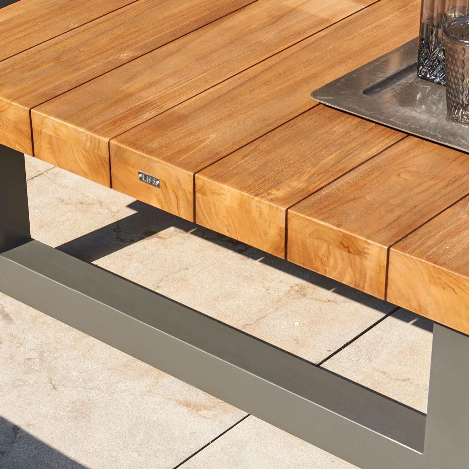 Nevada 4 Pc Aluminum Sectional Corner Set w/ No Pillows By KETTLER - Teak Table Top - Detail thumbnail