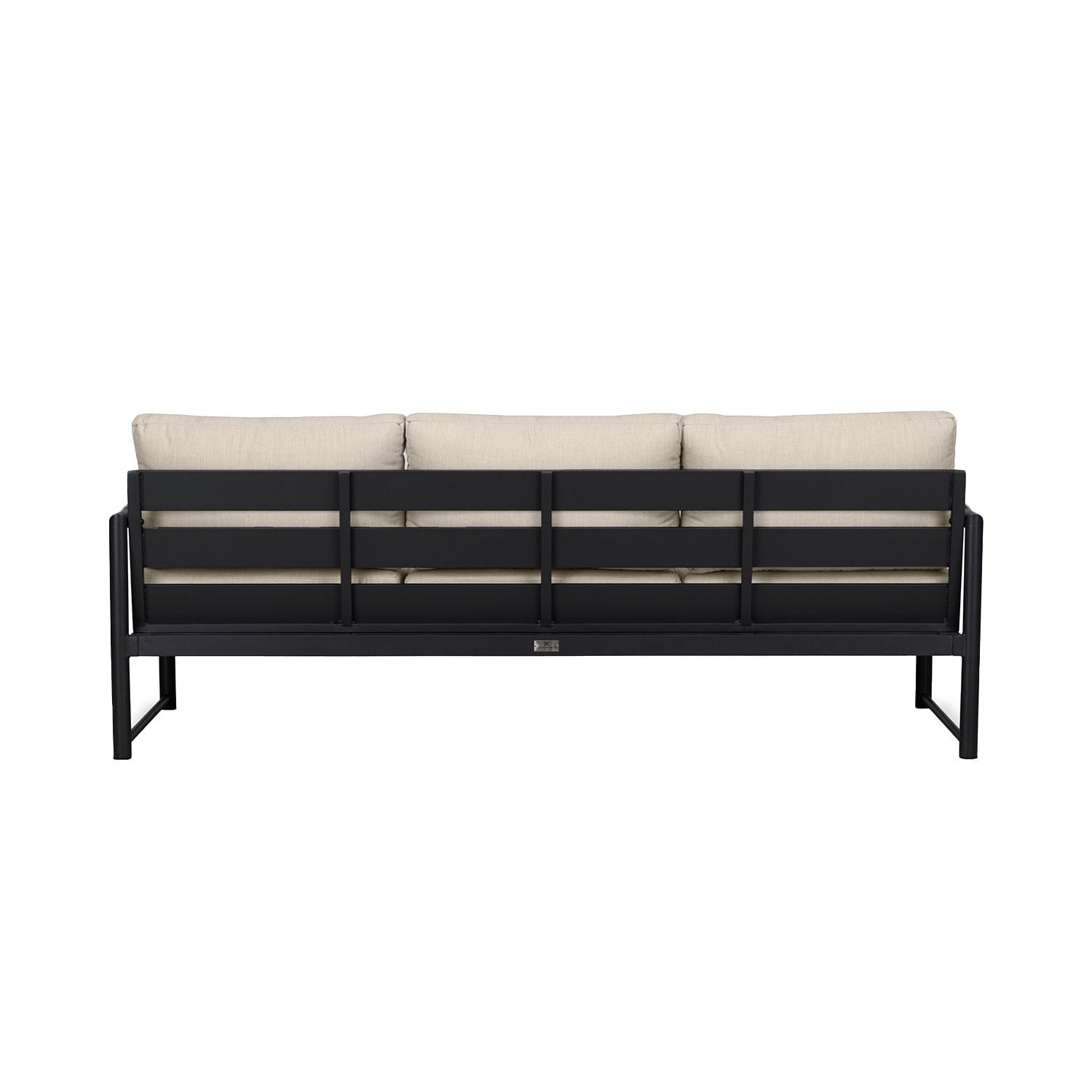 Lakeview AVEBAY-BK-CO-S-CF Avenue Bay Black/Carbon Sofa - Canvas Flax - Rear View - White Background thumbnail