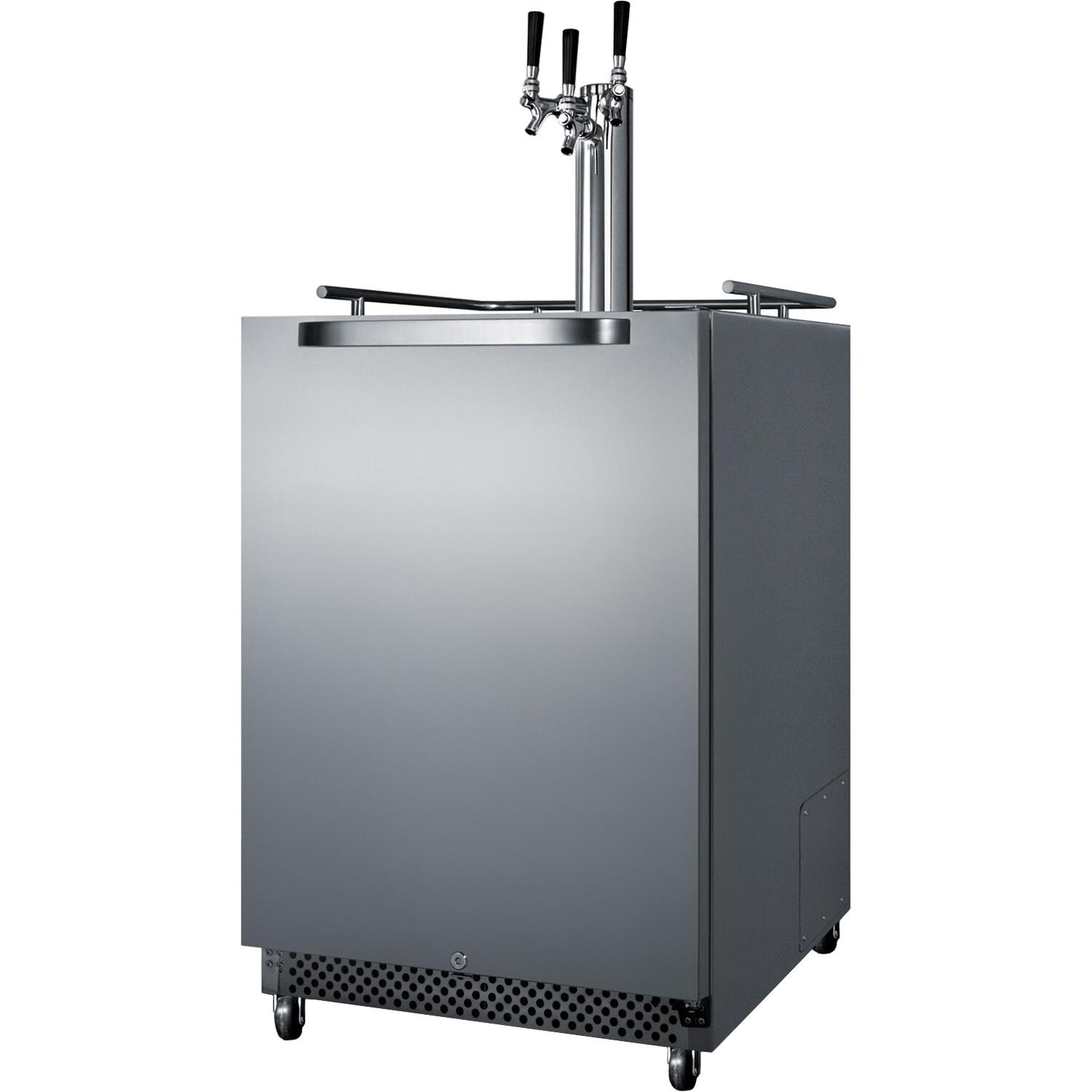 Summit Commercial 24-Inch 6.04 Cu. Ft. Outdoor Rated Triple Tap Beer Dispenser / Kegerator - Angled View thumbnail