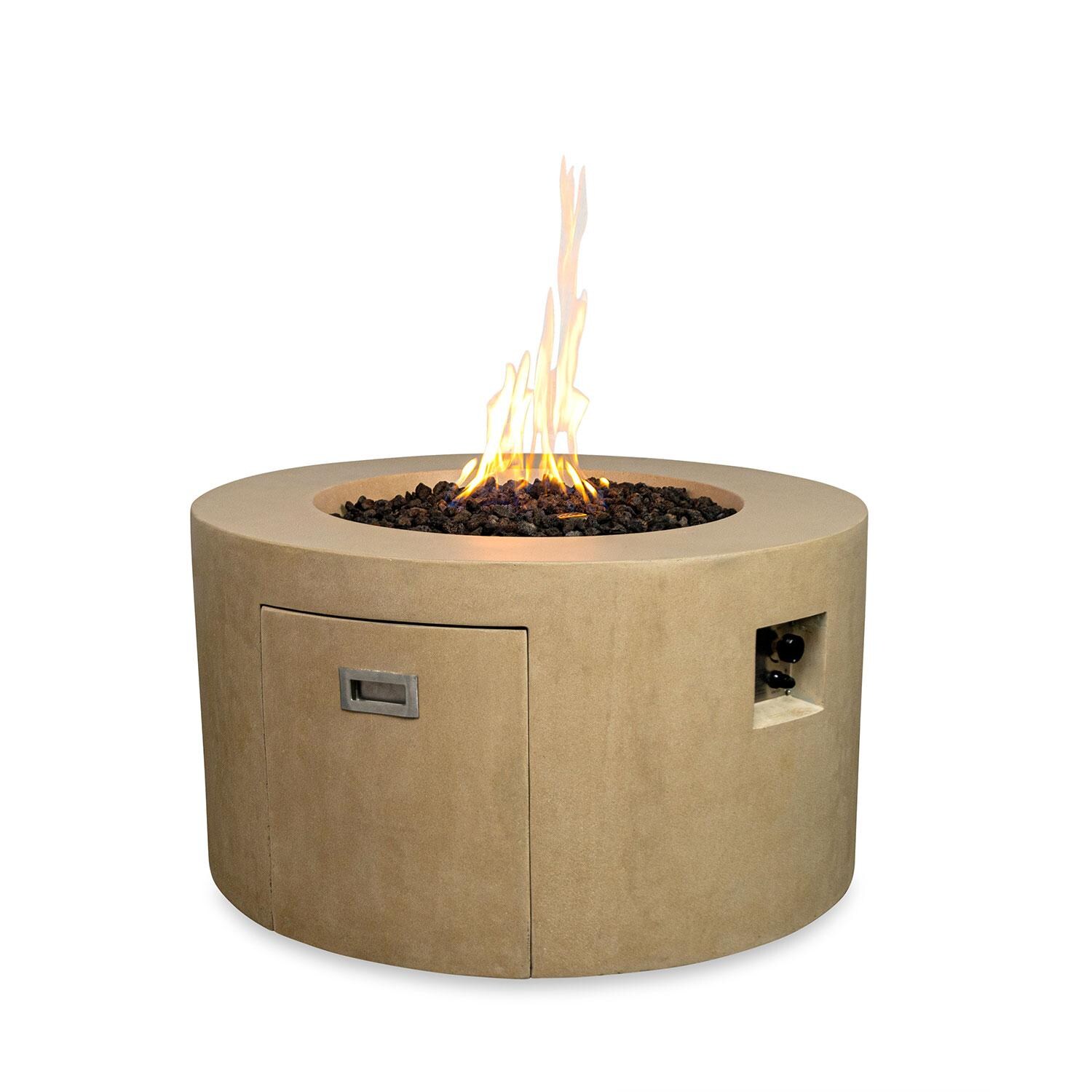 Glenwood 42-in Round Concrete Propane Gas Fire Pit w/ Hidden Propane Tank in Sand by Lakeview Outdoor Designs - Hidden Propane Tank - White Background thumbnail